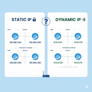 Comparison between static and dynamic IP addresses.