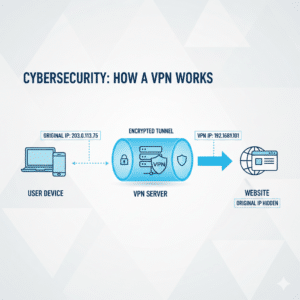 VPN masking a user's public IP address from websites.