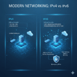 IPv4 vs IPv6 comparison showing modern internet networking infrastructure