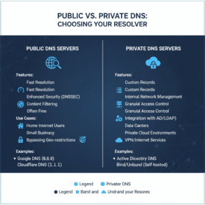 Public DNS versus private DNS comparison