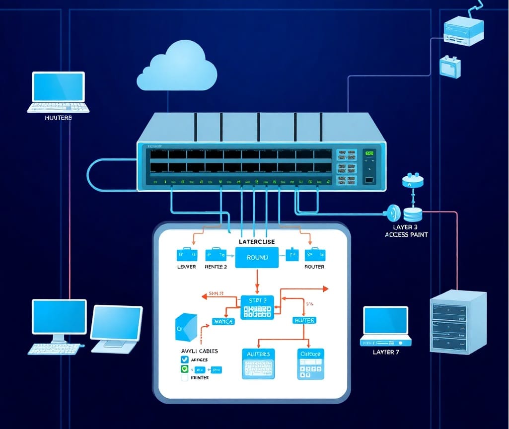 What is a switch network switch showing Ethernet switch ports MAC address table data forwarding managed switch and Layer 2 Layer 3 switching