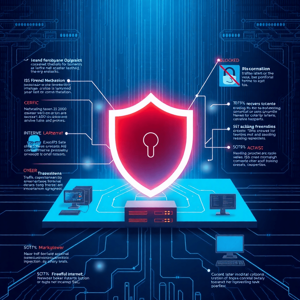 What is a firewall showing network firewall security, traffic filtering, firewall rules, cyber threat protection, hardware firewall and software firewall